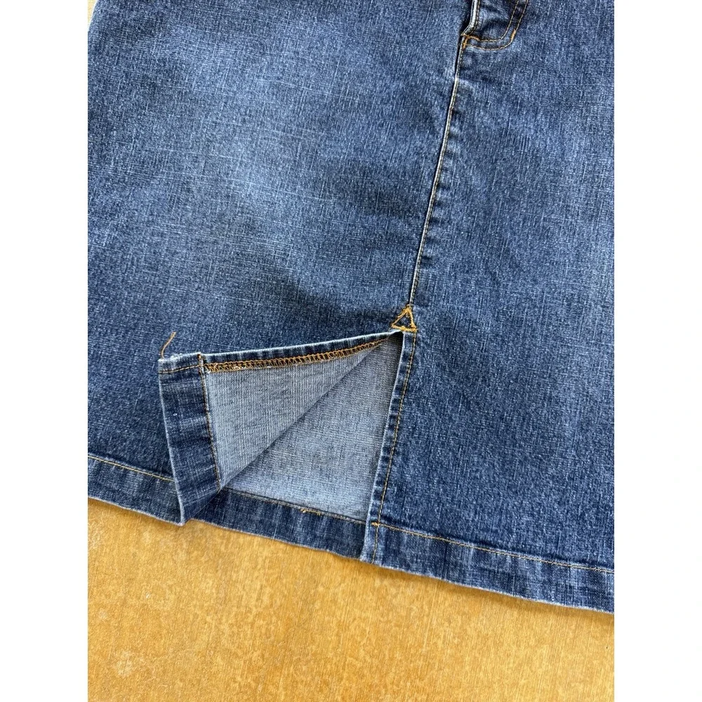 Roxy Jean Vintage Y2K Denim Mini Skirt Blue Mid Rise Size 13 34W Short Skater